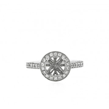 0.66 Cts. 18K White Gold Diamond Engagement Ring Setting With Halo